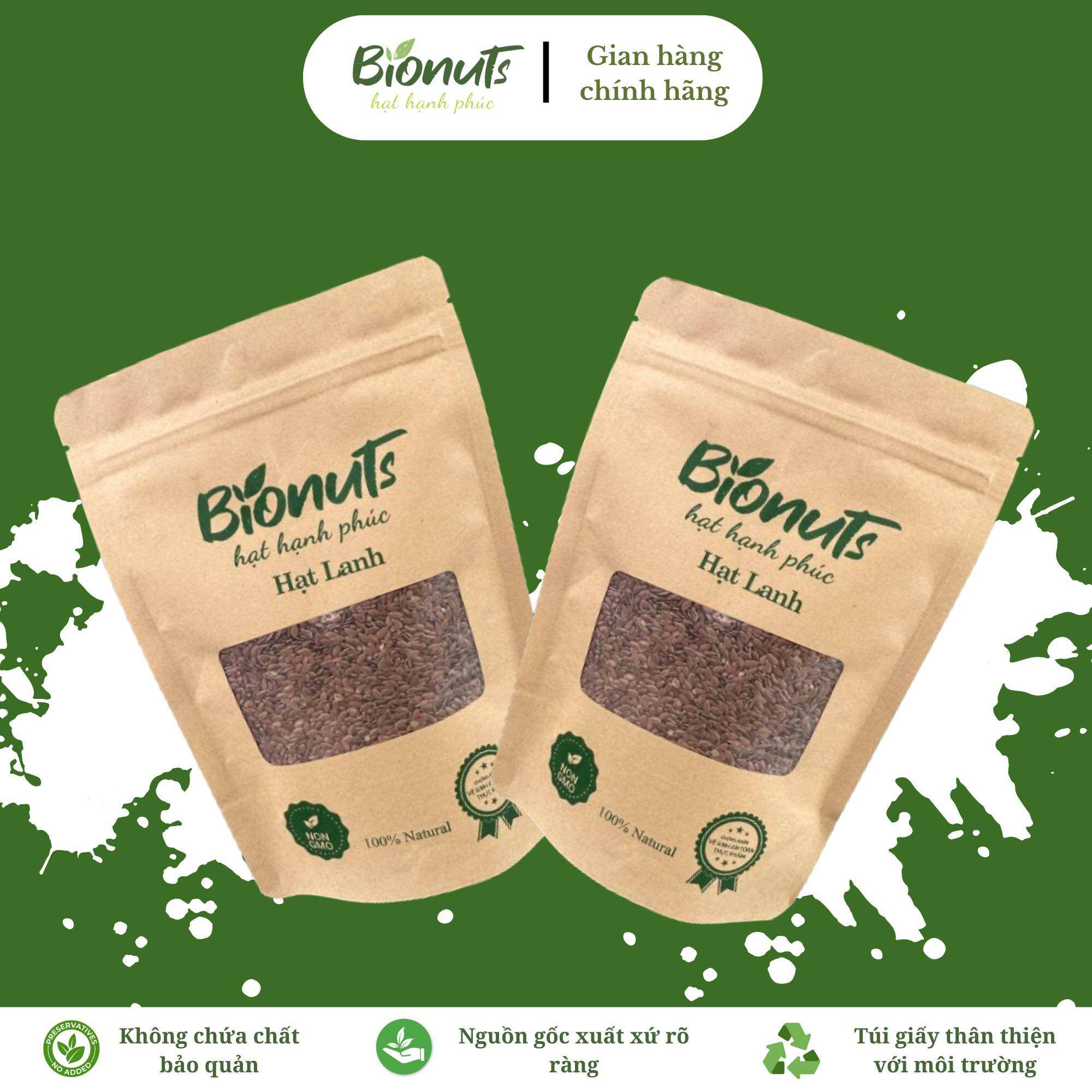 Hạt lanh nâu bionuts sống 500g nhập khẩu canada- hạt lanh ủ tóc, nấu sữa...