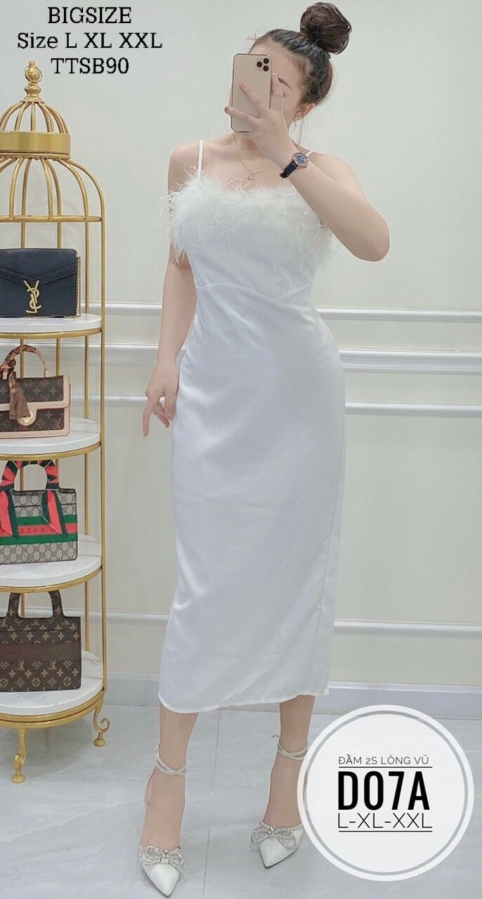 BIGSIZE (55-90kg) ĐẦM 2S LÔNG VŨ ( Ảnh thật)