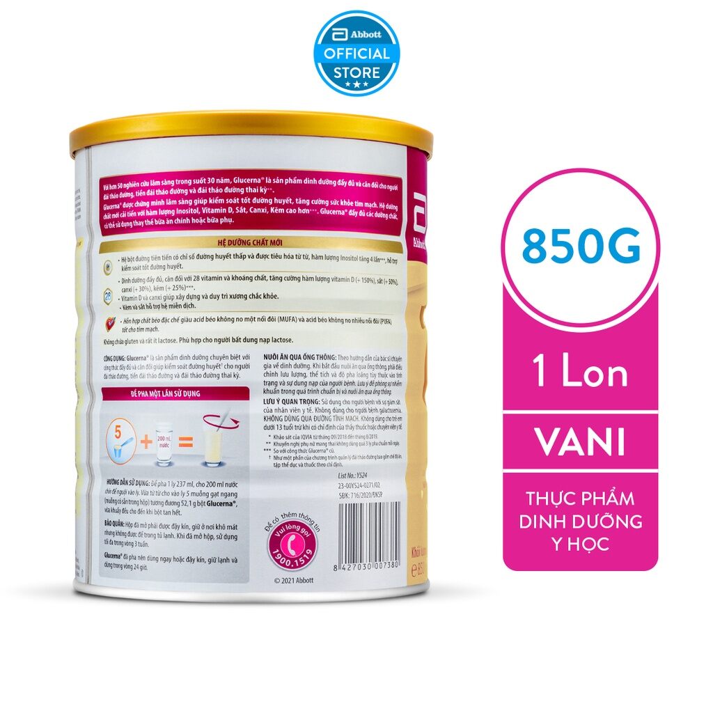 [Date 2025] Sữa Glucerna lon 850g cho người tiểu đường