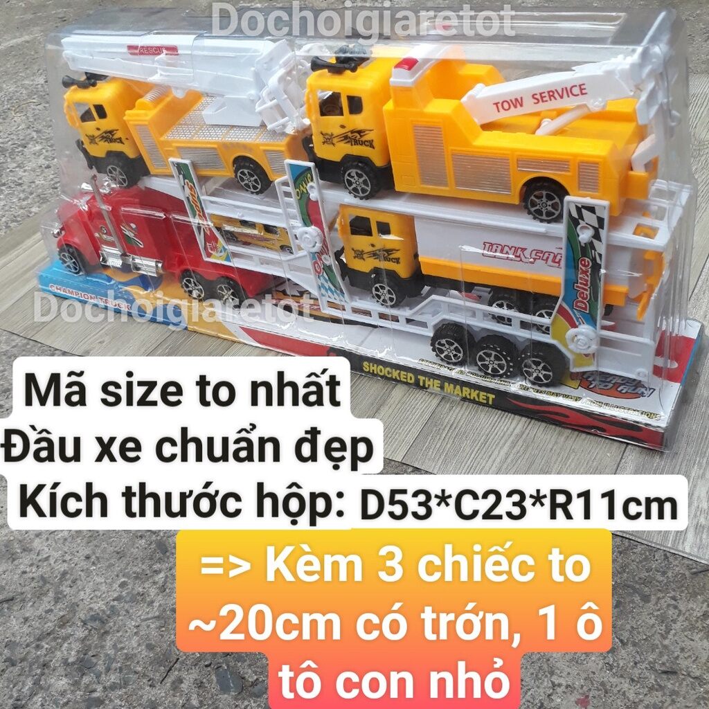 Đồ Chơi Xe Tải Container 3 Tầng Chở Xe Con (kèm 5 chiếc xe)