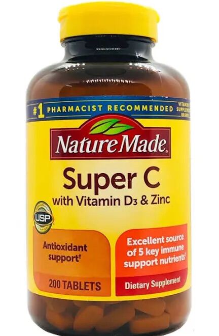 Viên Uống Nature Made Super C With Vitamin D3 & Zinc chai 200 viên