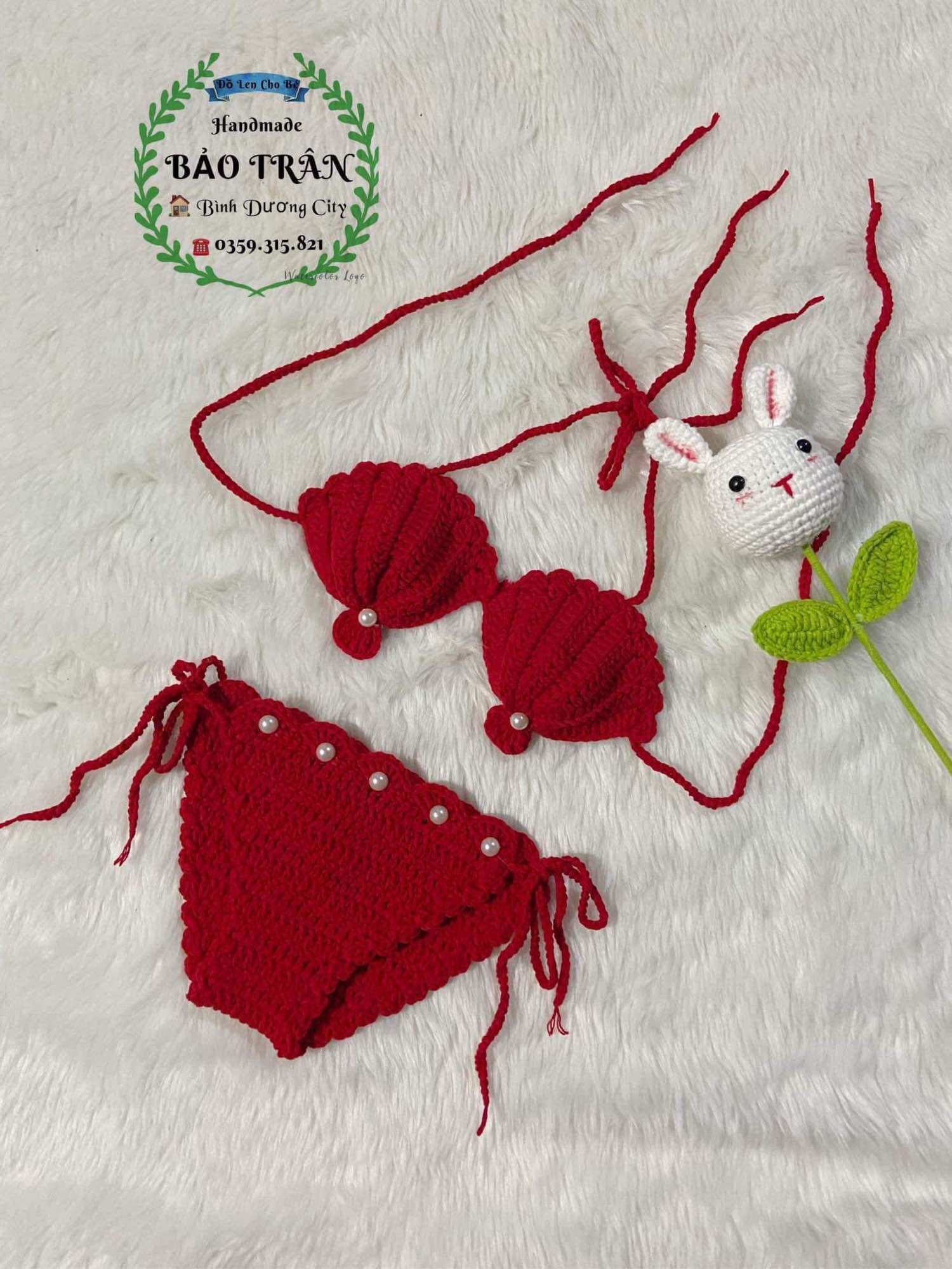 Bikini len Handmade bé gái 👙