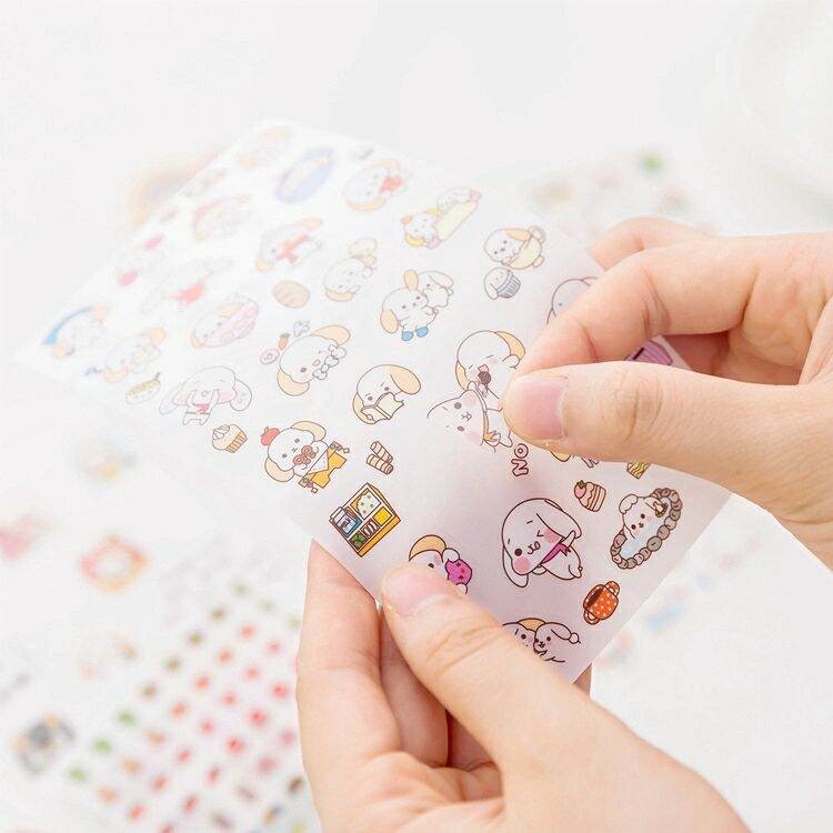 [HCM]1 set (gồm 6 miếng) stickers hình bé cún tinh nghịch