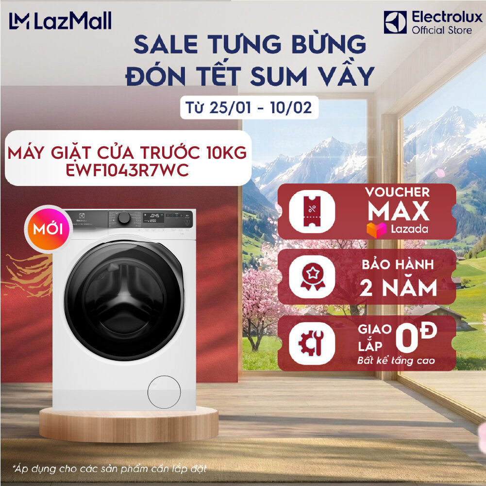 [MỚI] Máy giặt cửa ngang Electrolux 10kg UltimateCare 700 EWF1043R7WC Inverter - Free Giao lắp