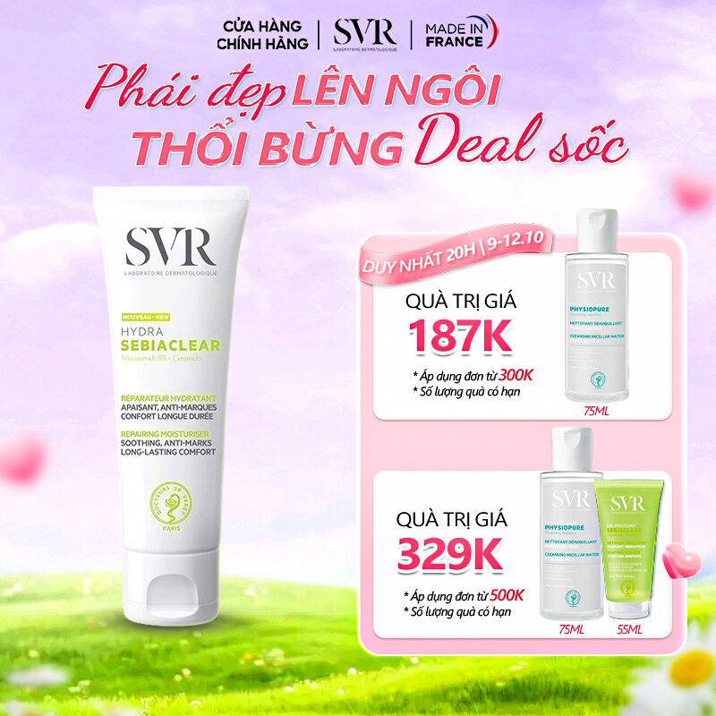 Kem dưỡng ẩm cho da dầu mụn, dưỡng da mềm mịn và làm mờ vết thâm mụn SVR SEBIACLEAR HYDRA 40ml