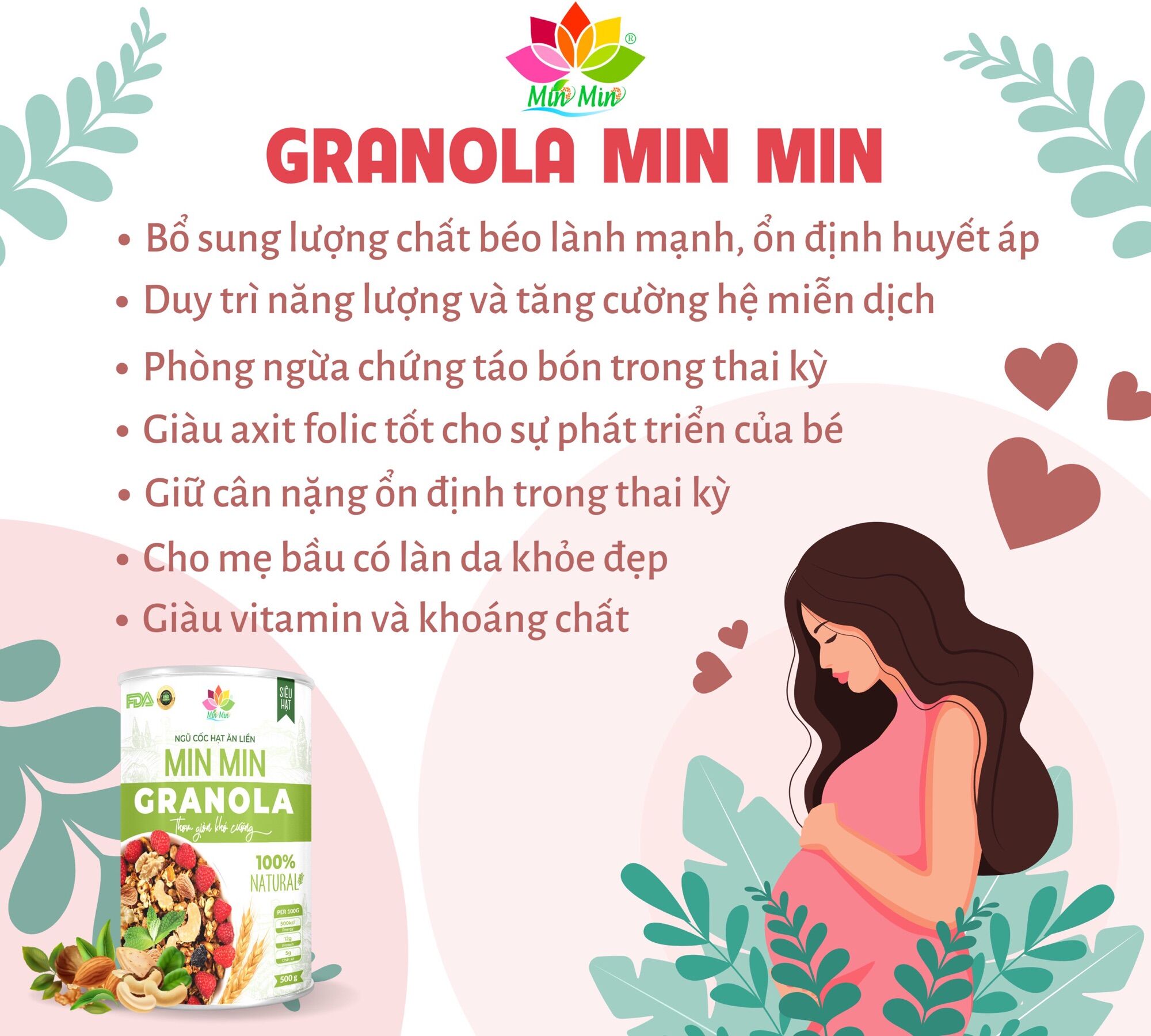 Ngũ cốc hạt ăn liền Granola MinMin (hộp 500g)