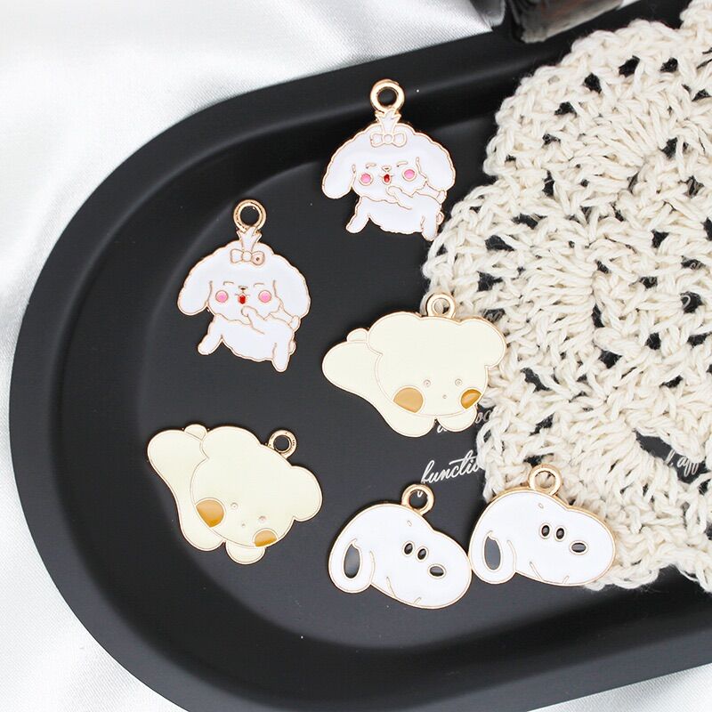 Charm bé chó kim loại làm keyring