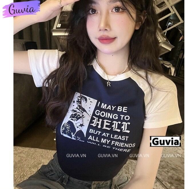 Áo croptop mùa hè phối tay HELL UN