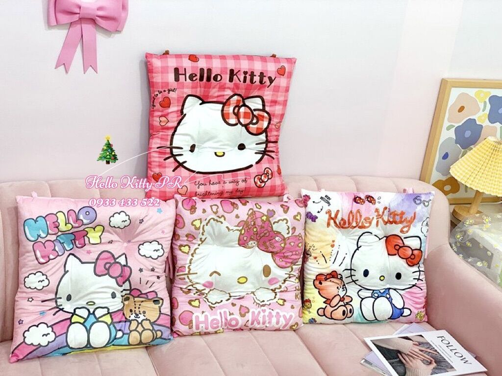 Gối tựa lưng, nệm lót ghế Hello Kitty - Doremon Doraemon