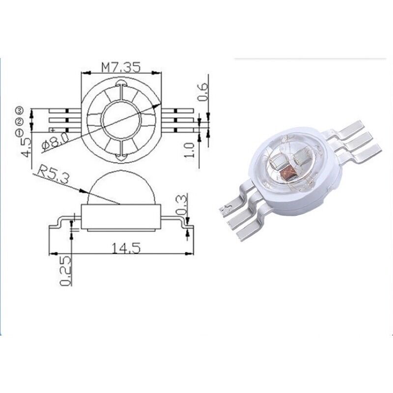 Hạt Đèn Led Luxeon 3in1 RGB (3x1W)