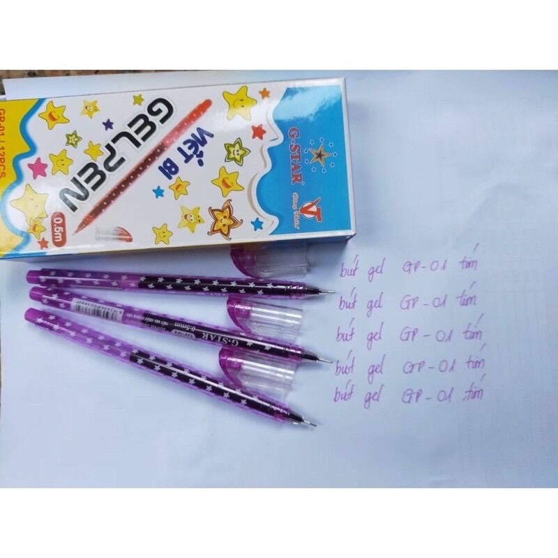 [HCM]Hộp 12 cây viết gel G-STAR gp-01 mực tím đầu 0.5m