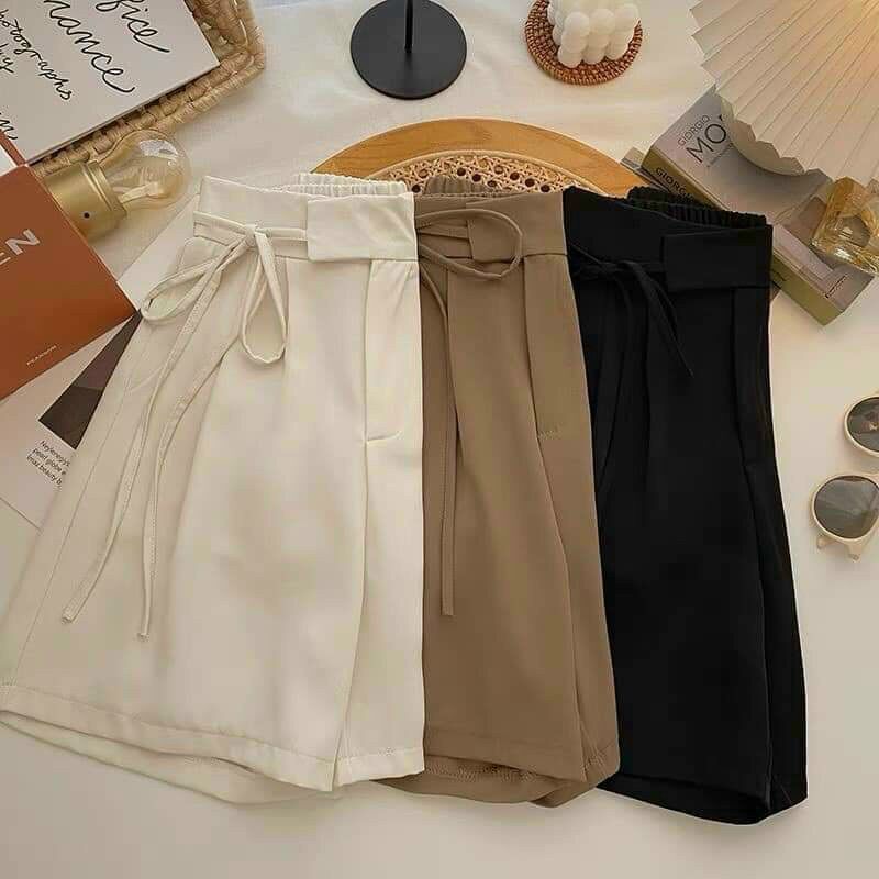 Quần ngố ống rộng dây nơ vải ruby cao cấp siêu hot