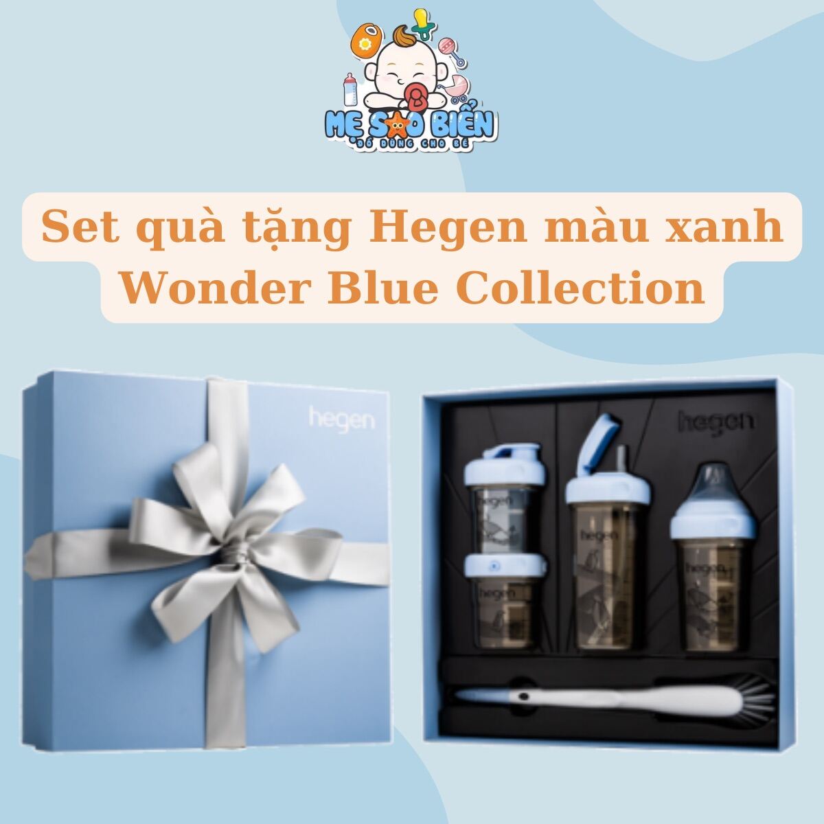 Chính hãng Bộ quà tặng bình sữa Hegen màu xanh Wonder Blue Collection