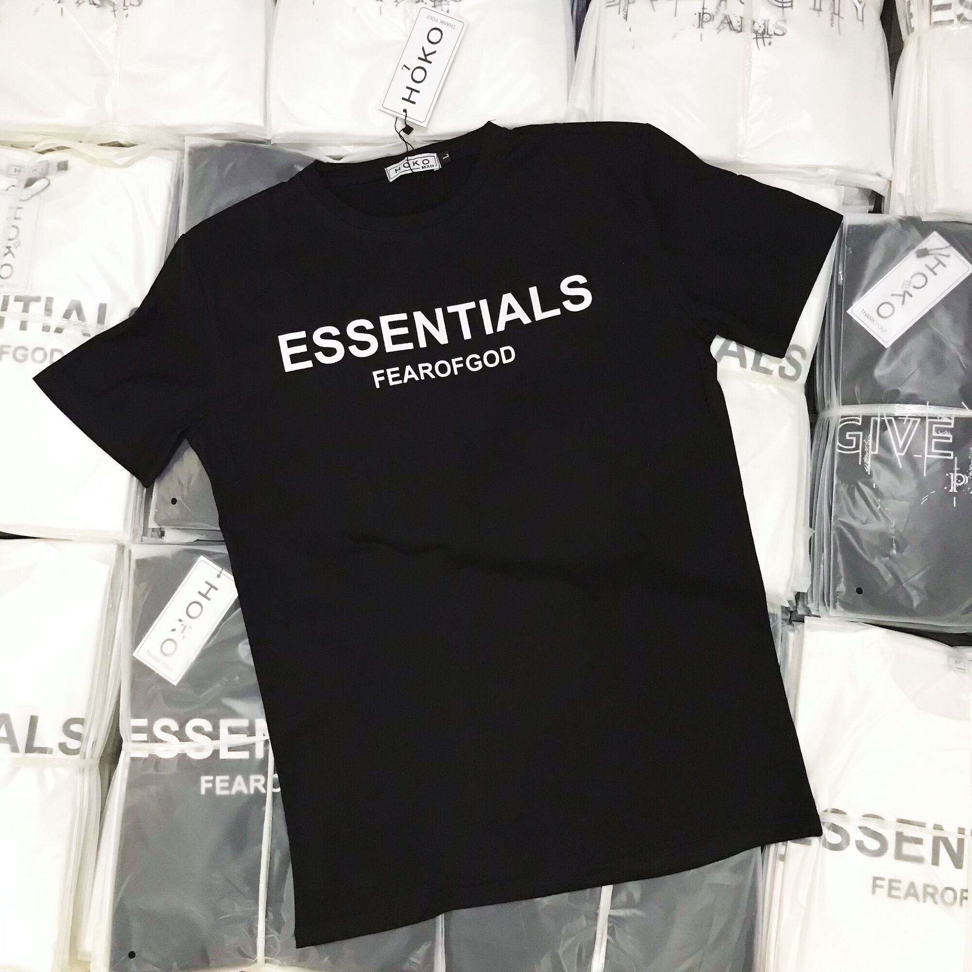 Áo thun nam cổ tròn in ESENTIALS vải cotton mát form ôm body, áo phông nam tay ngắn áo cộc tay quà tặng bạn trai