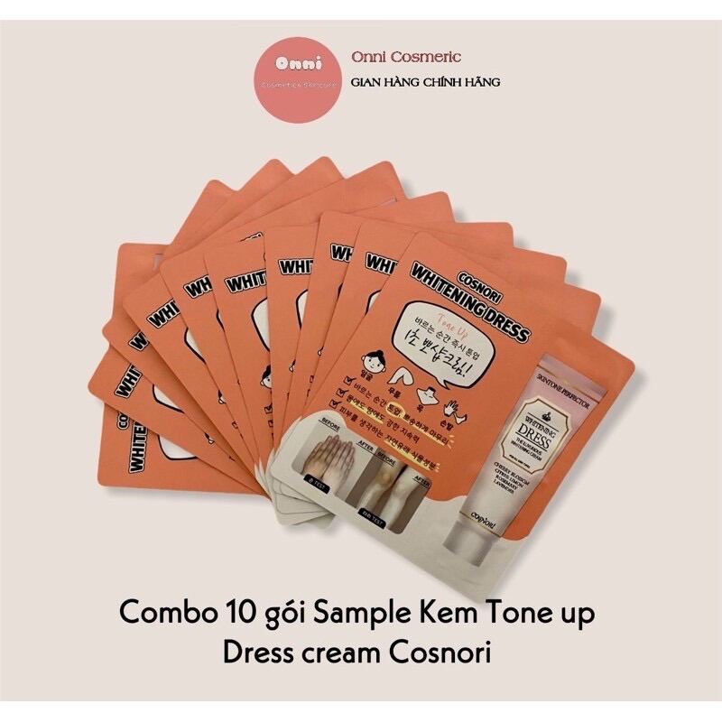 [Hcm](Sample) Combo 10 Gói Kem Tone Up Nâng Tone Da Tức Thì Cosnori Whitening Dress Cream 2Ml