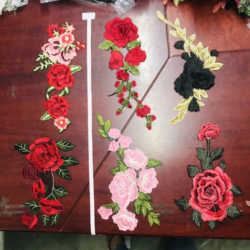 Set 6 bông hoa thêu may trang trí lên áo dài, váy đầm