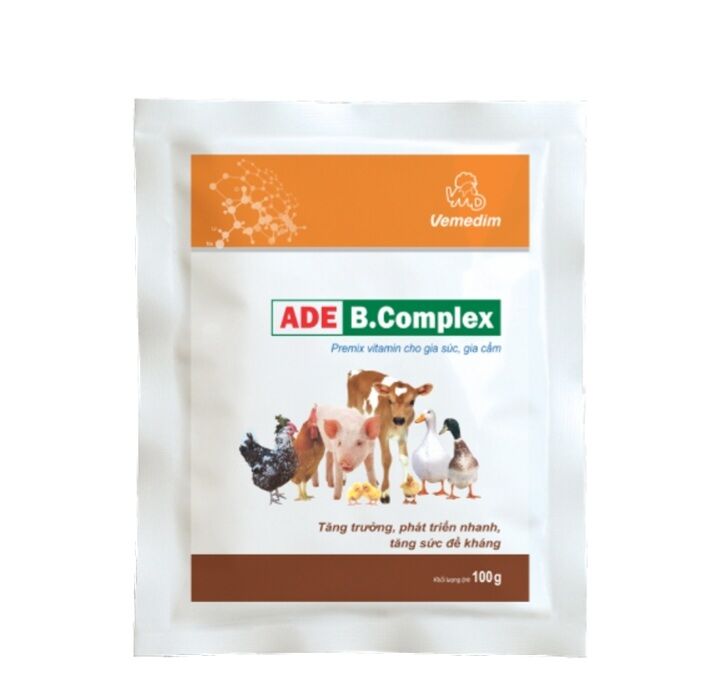 ADE Bcomplex 100 gram tăng trưởng và phát triển nhanh cho vật nuôi