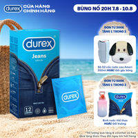 Bao cao su Durex Jeans cơ bản, bôi trơn, size 52.5mm, hộp 12 bao