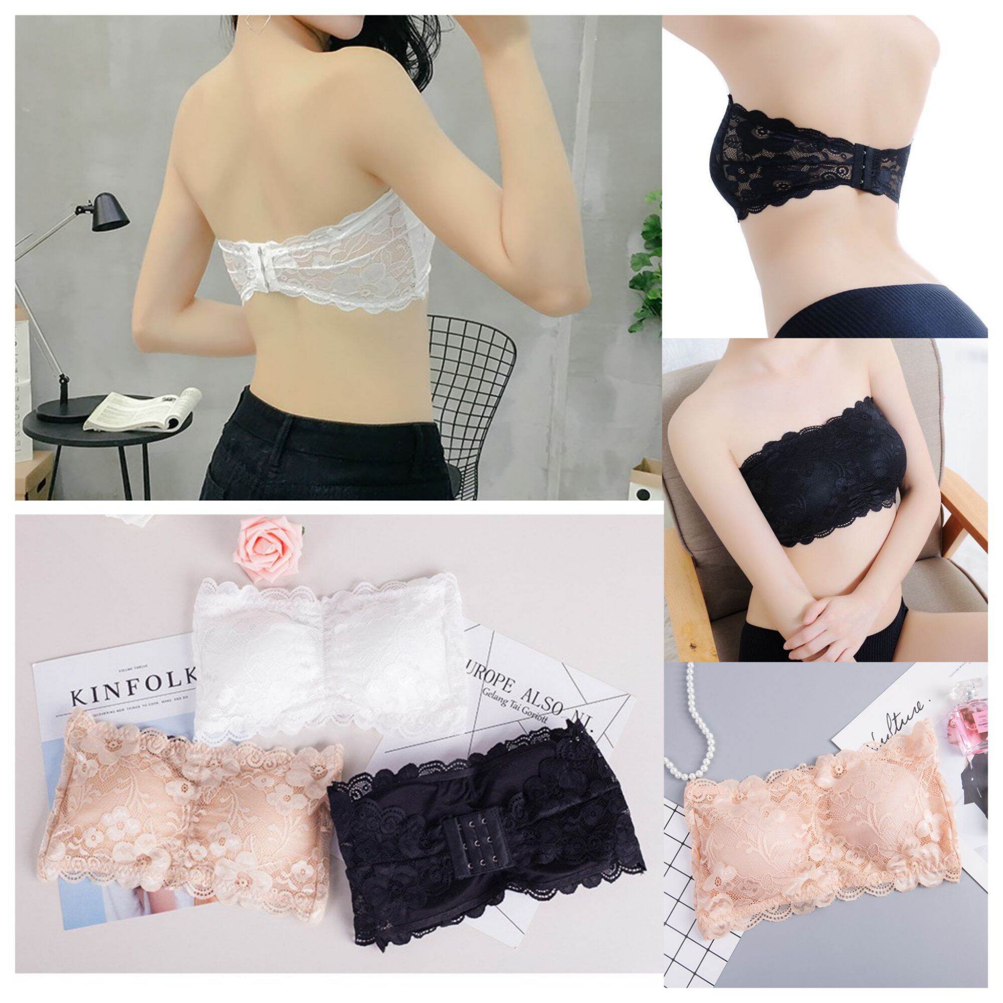 Áo ống bra không dây ren hoa móc cài sau quyến rũ