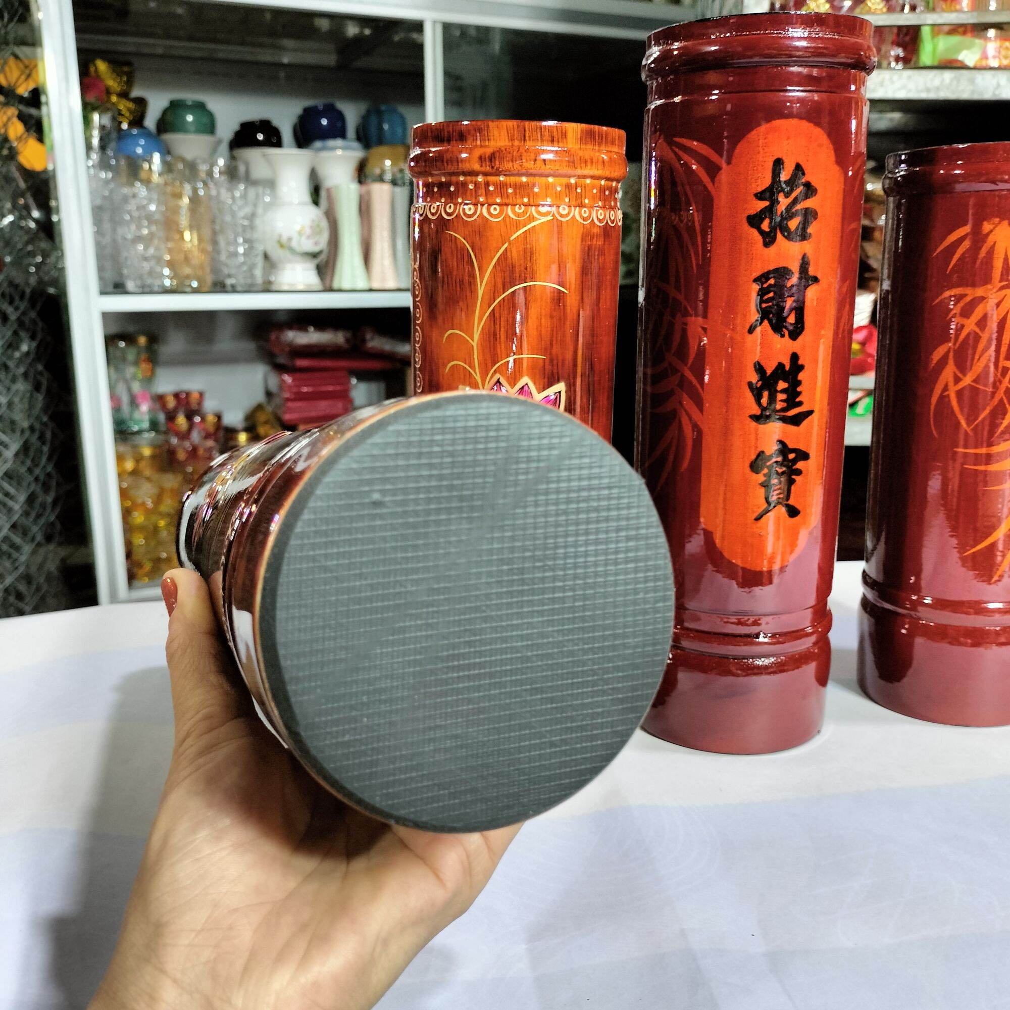 Ống đựng nhang bằng gỗ hoạ tiết nhiều size