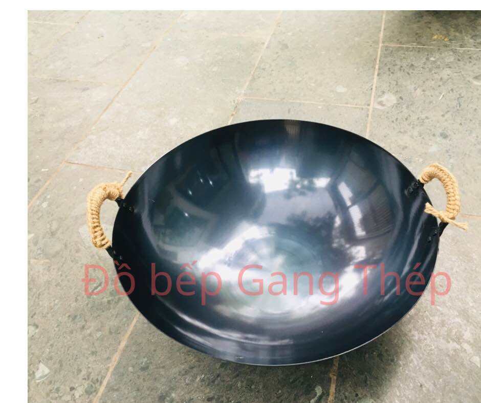 Chảo thép cabon tôi sẵn 2 quai, chống dính tự nhiên, chảo sâu lòng đáy tròn dùng bếp gas gia đình, quán ăn