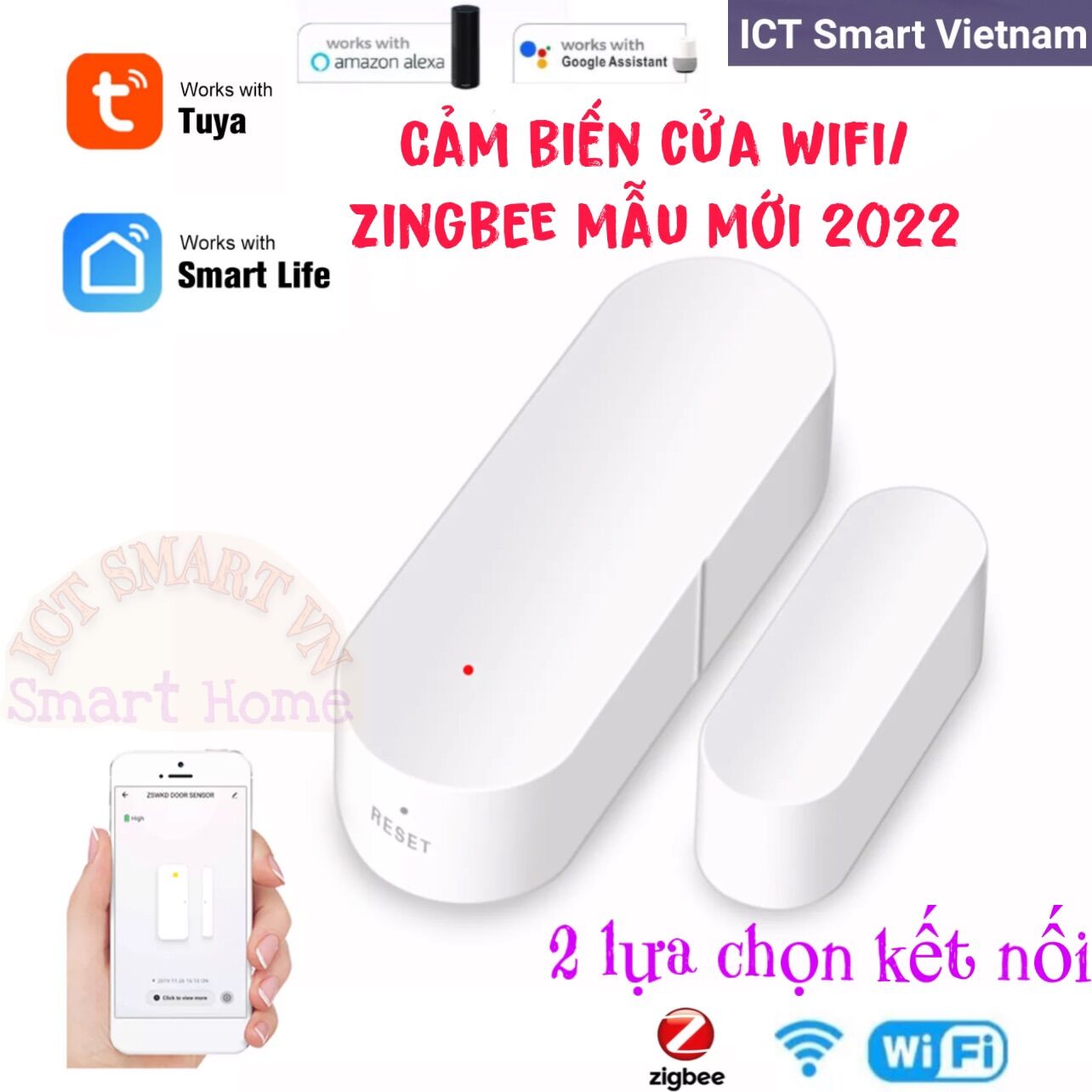 Cảm biến cửa Wifi/ Zigbee Tuya model mới nhất 2022 nhỏ gọn hiệu quả