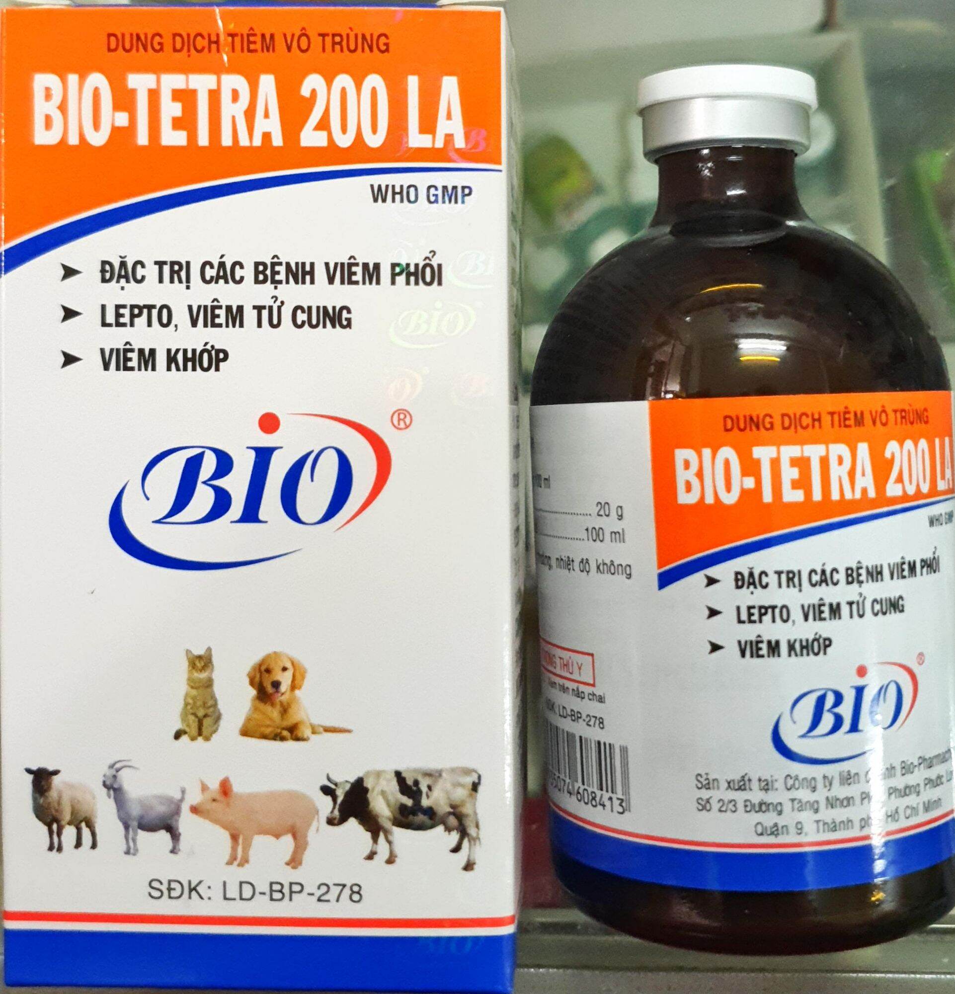 Bio tetra 200 la - tetra 20% hàm lượng cao đặc trị viêm phổi, crd, viêm khớp cho gà đá