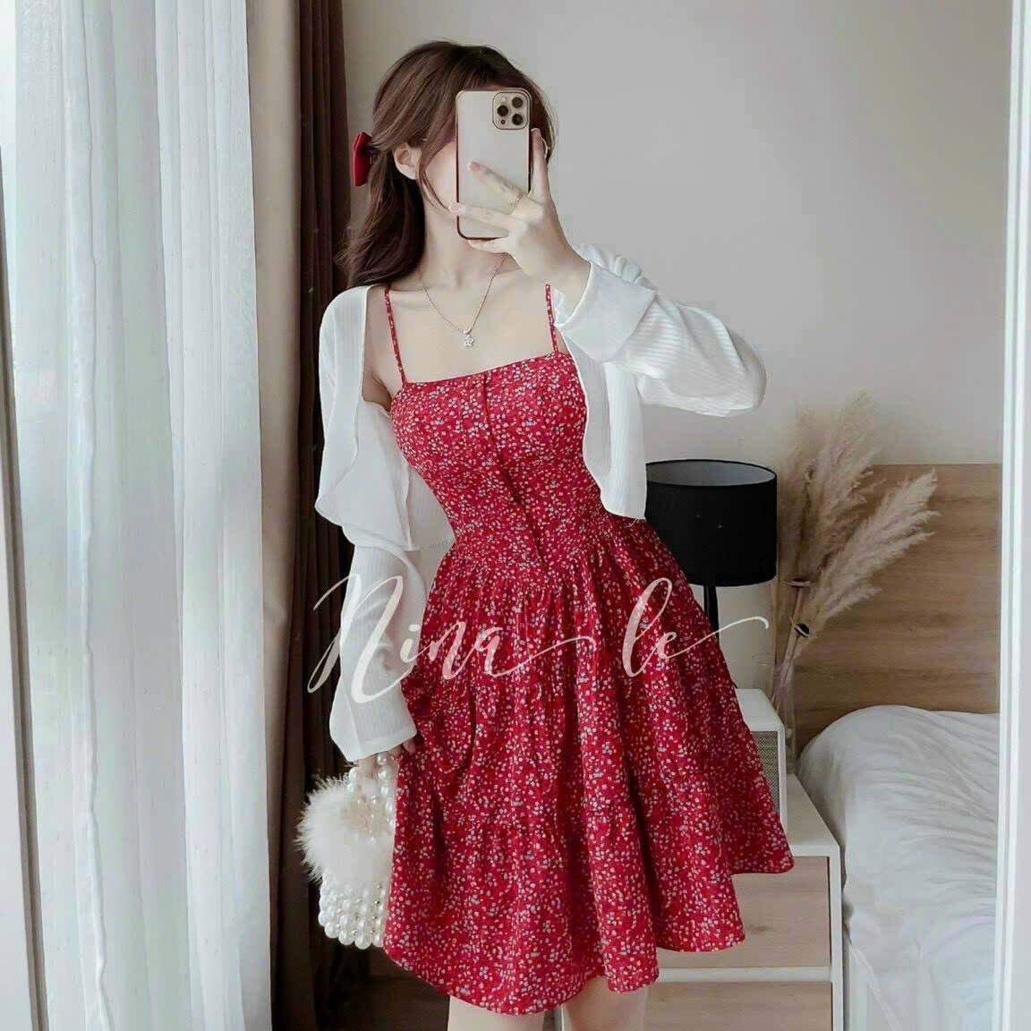 SET ĐẦM HOA KÈM ÁO KHOÁC