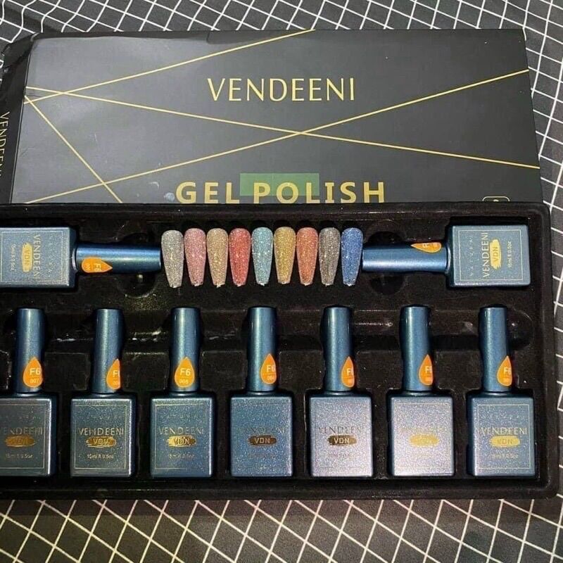 Sét sơn gel nhũ Flash 9 chai Vendeeni