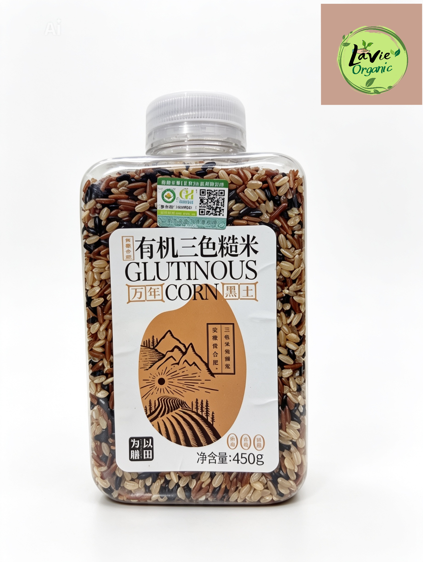 Gạo lứt đen tam sắc hữu cơ hũ 450g