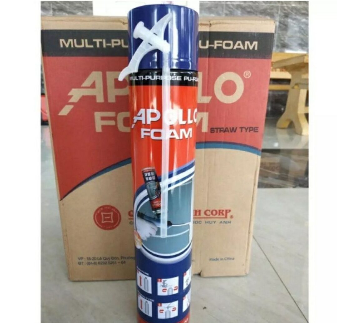 Keo bọt nở Apolo Foam 750ml chính hãng, thương hiệu kết hợp bởi Mỹ, Nhật Bản, Singapore