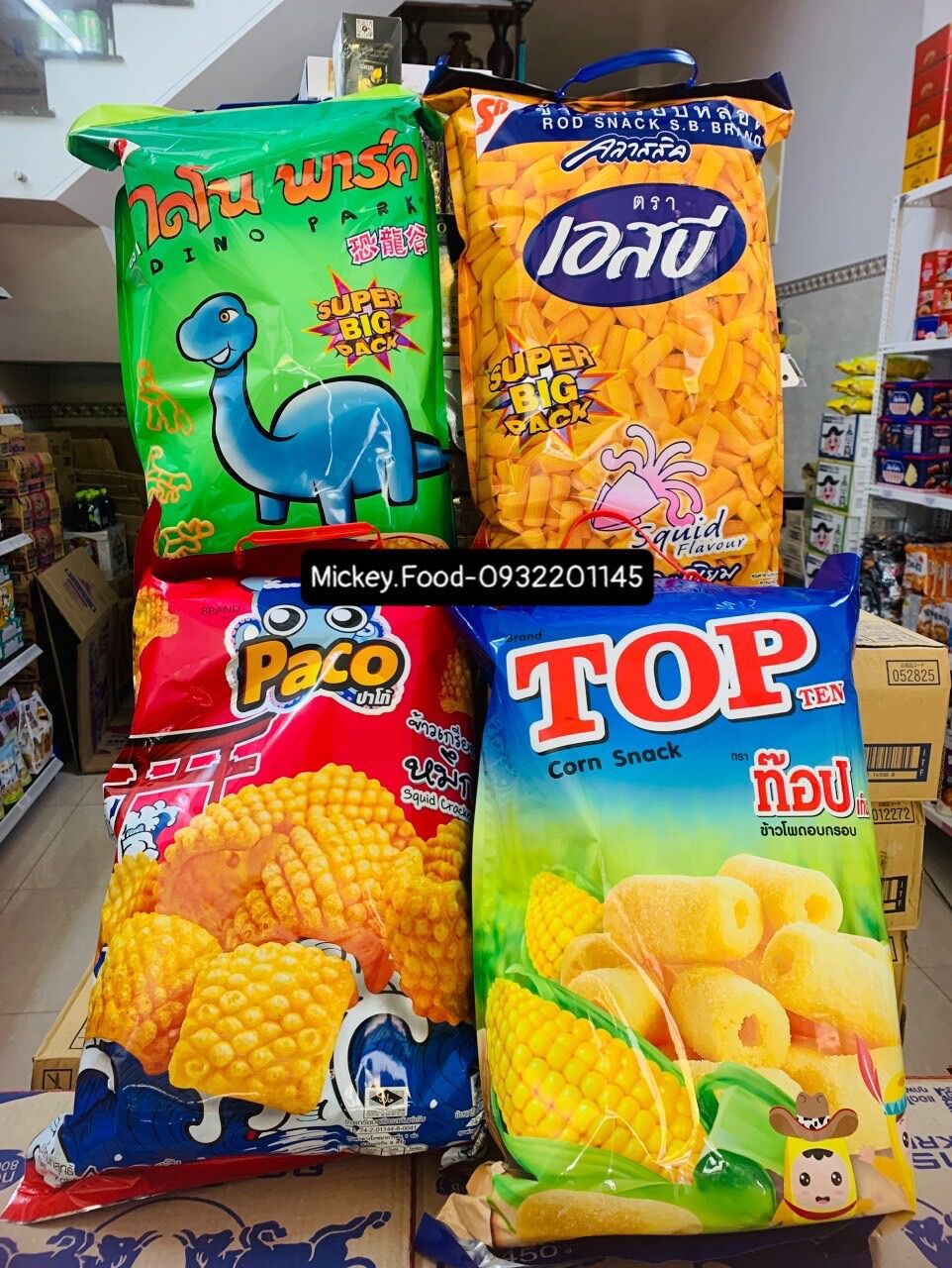 [ Quận6]. Bim Bim Tôm Khổng Lồ Thái Lan Fuchi 600g 1 bịch lớn 6 gói nhỏ bên trong kèm sốt chấm siêu ngon