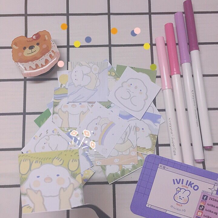 Set 24 sticker Cừu Trắng đáng yêu (5x5cm) | IVI IKO