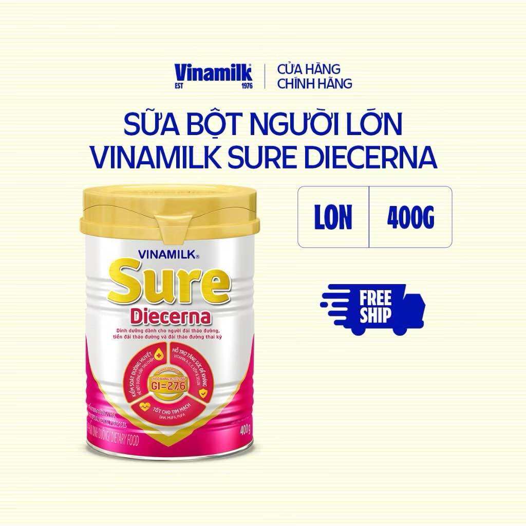 Hộp Sữa bột Dành cho người tiểu đường Vinamilk Sure Diecerna - Hộp thiếc 400g