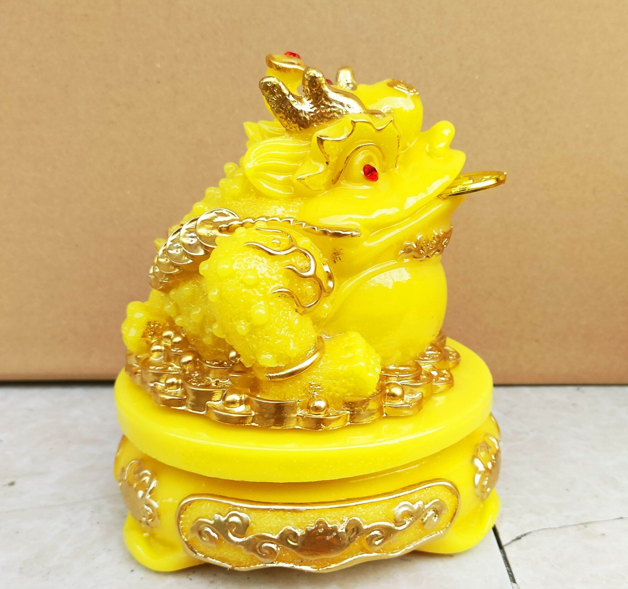 Cóc thiềm thừ đá ngậm tiền vàng 14cm xoay phong thủy
