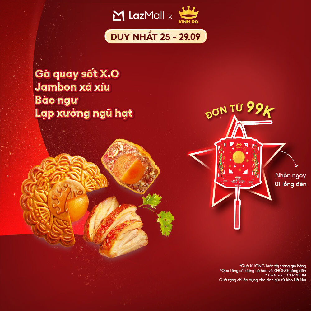  Bánh Trung Thu Kinh Đô - Bánh Nướng Nhân Mặn 2 Trứng 210G  Gà Quay  Jambon  Bào Ngư  Lạp Xưởng  