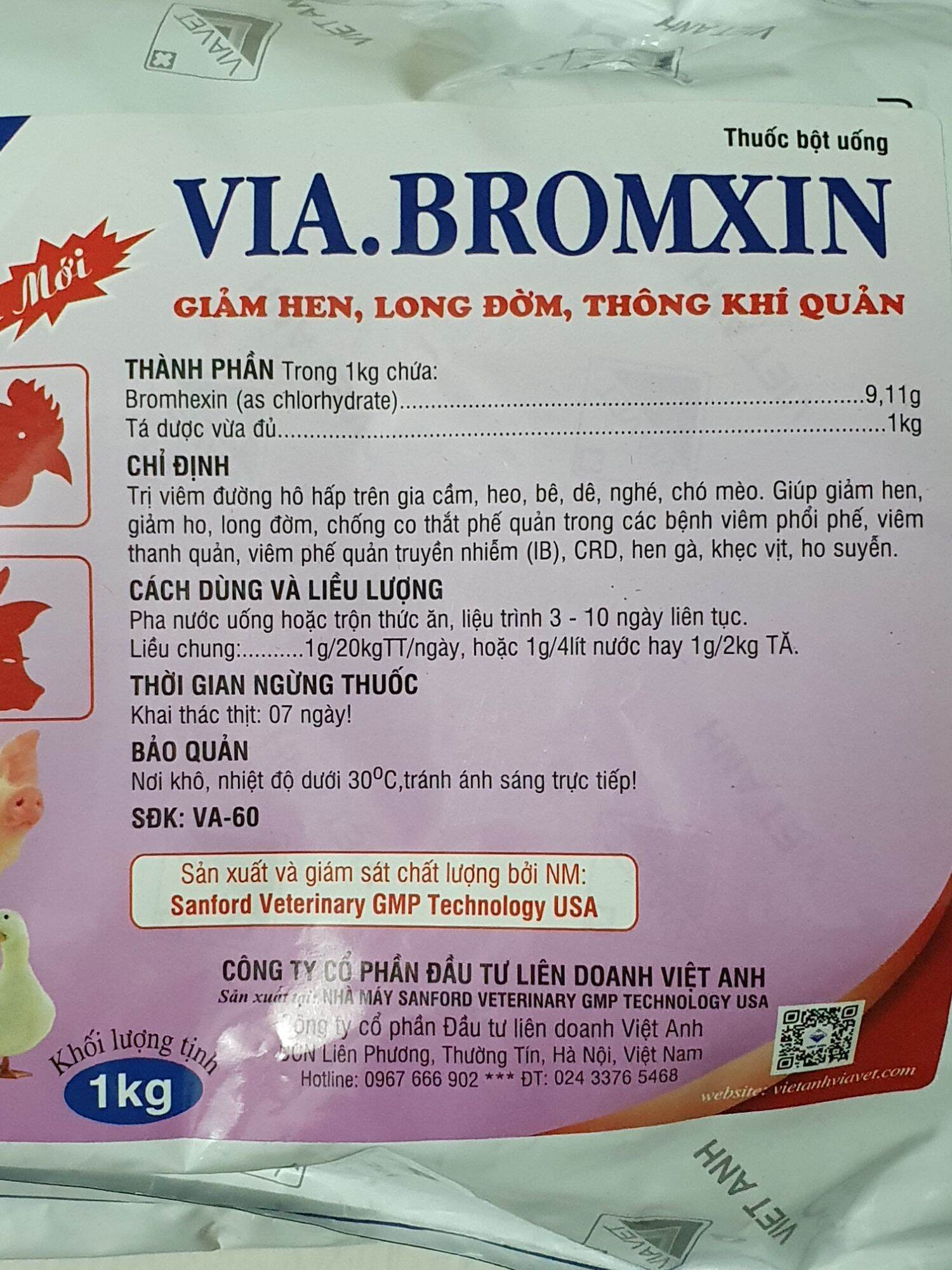 VIA BROMXIN 100G LONG ĐỜM GIẢM HO THÔNG KHÍ QUẢN BROMHEXIN