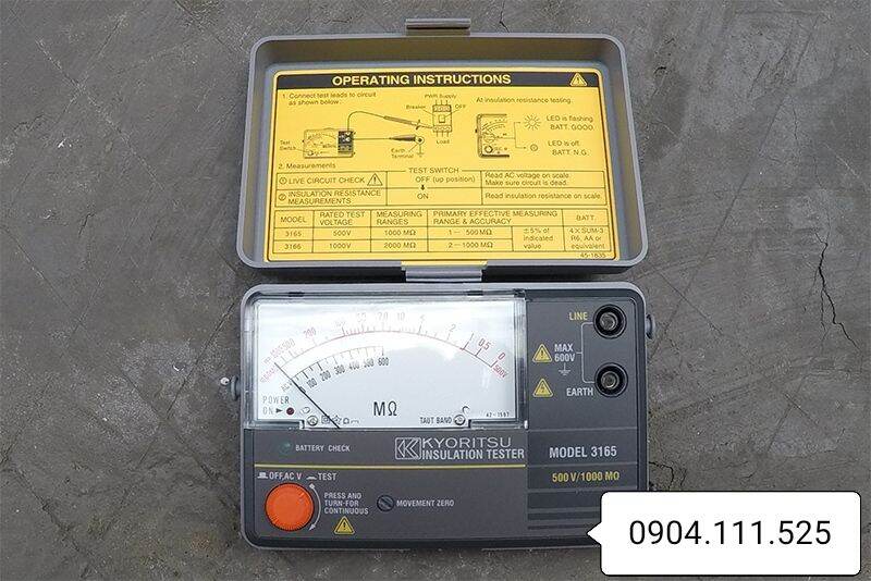 [HCM]Đồng hồ đo điện trở cách điện KYORITSU 3165 (500V/1000MΩ)