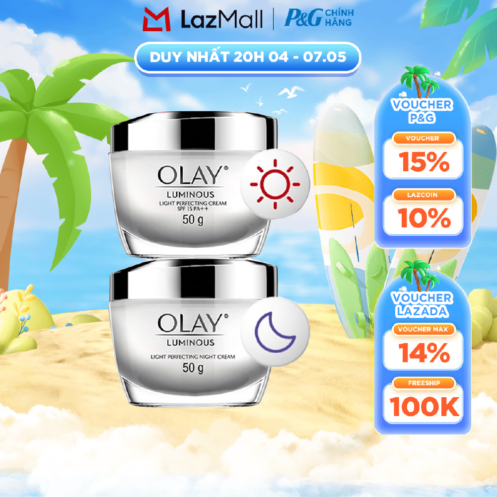 Combo Kem Dưỡng Ngày  Đêm OLAY LUMINOUS Dưỡng Sáng Da Hũ 50G