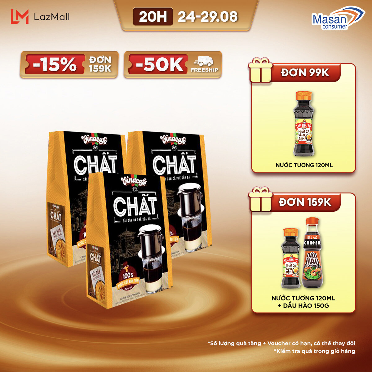 Combo 3 cà phê vinacafé chất sài gòn cà phê sữa đá - hộp 10 gói x 29g