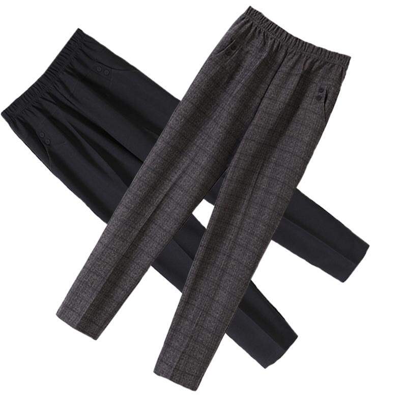  Quần Dài Bằng Vải Polyester Dày Cạp Cao Mùa Thu Đông Cho Phụ Nữ Trung Niên Và Cao Tuổi Quần Dài Ấm Áp Thoải Mái 