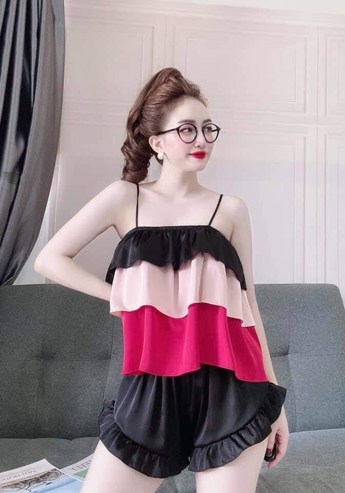 Đồ ngủ nữ, bộ ngủ 3 màu chất lụa satin