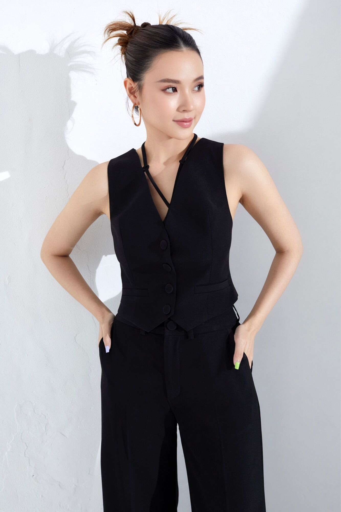 LALLA - Áo gile Lena đan chéo ngực sát nách