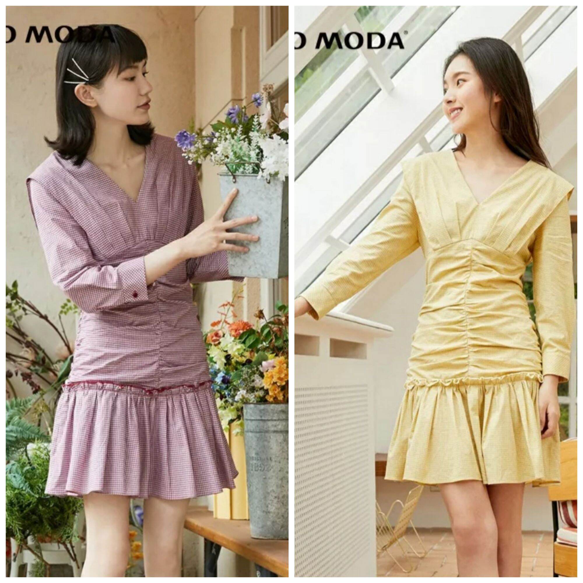 Vero Moda Đầm váy tay dài cổ chữ V dáng đuôi cá