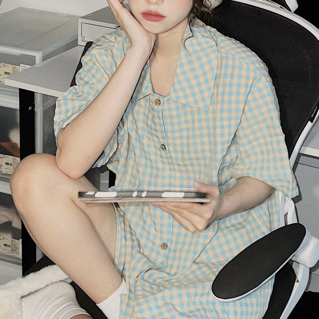 Sét bộ đùi Pyjama kẻ xốp.
