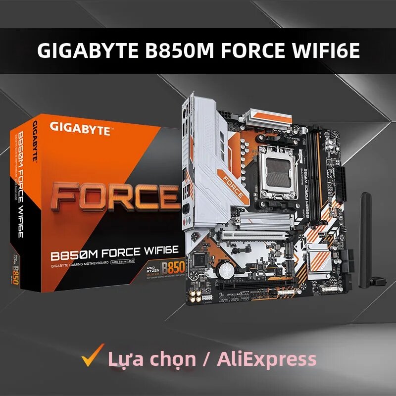 Gigabyte | Mainboard GIGABYTE B850M FORCE WIFI6E Micro ATX AMD B850 Dành Cho Ryzen 9000 8000 7000 Series, Socket AM5, Hỗ Trợ DDR5, HDMI 1.0 Giá 7,398,000 Đồng*Miễn phí vận chuyển