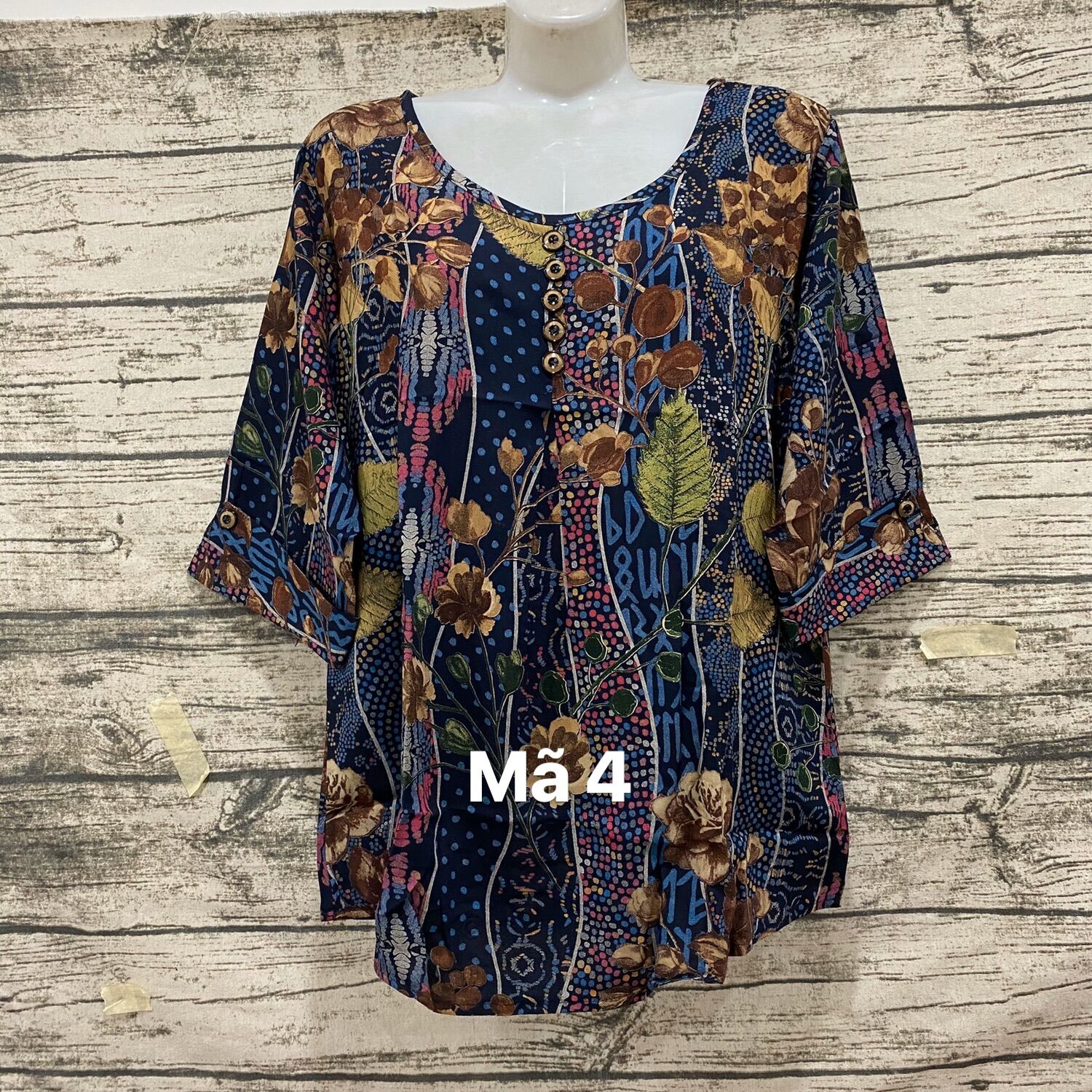[HCM]Áo cổ tròn nút trung niên vải tonl