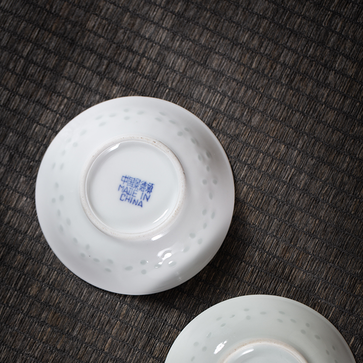 Dụng Cụ Pha Trà Gốm Sứ Yuanman Gốm Sứ Cảnh Đức Trấn Cốc Ba Tấc Bạch Linh Lung Nhà Máy Gốm Quang Minh Thập Niên 80 Khay Trà Kiểu Trung Quốc Thác Lão