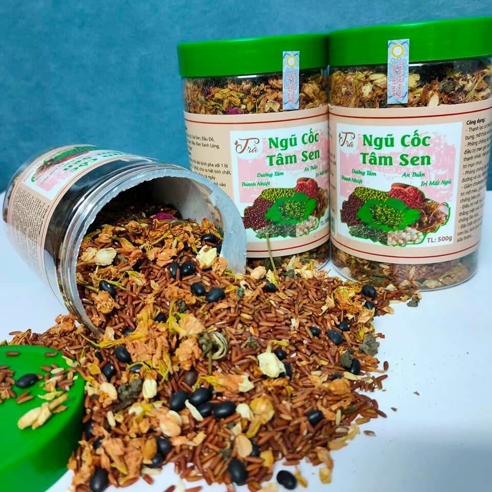 Trà  ngũ cốc  tâm sen  hộp  500g