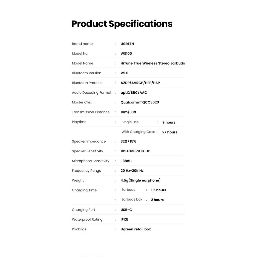 Tai nghe Bluetooth Ugreen Hitune có Aptx cao cấp